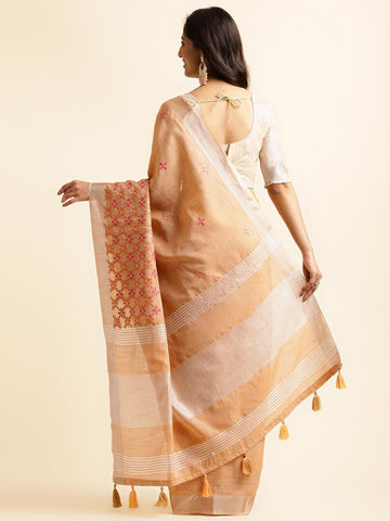 Ethnic Motifs Zari Woven Design Banarasi Saree